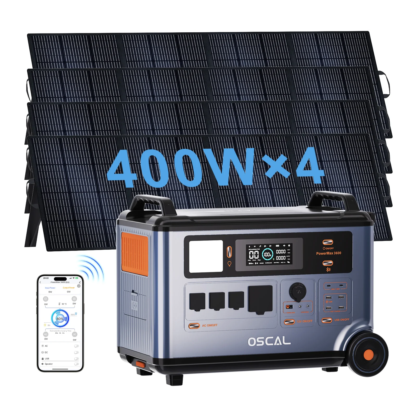 OSCAL Powermax3600 with 4×400W Solar Panel
