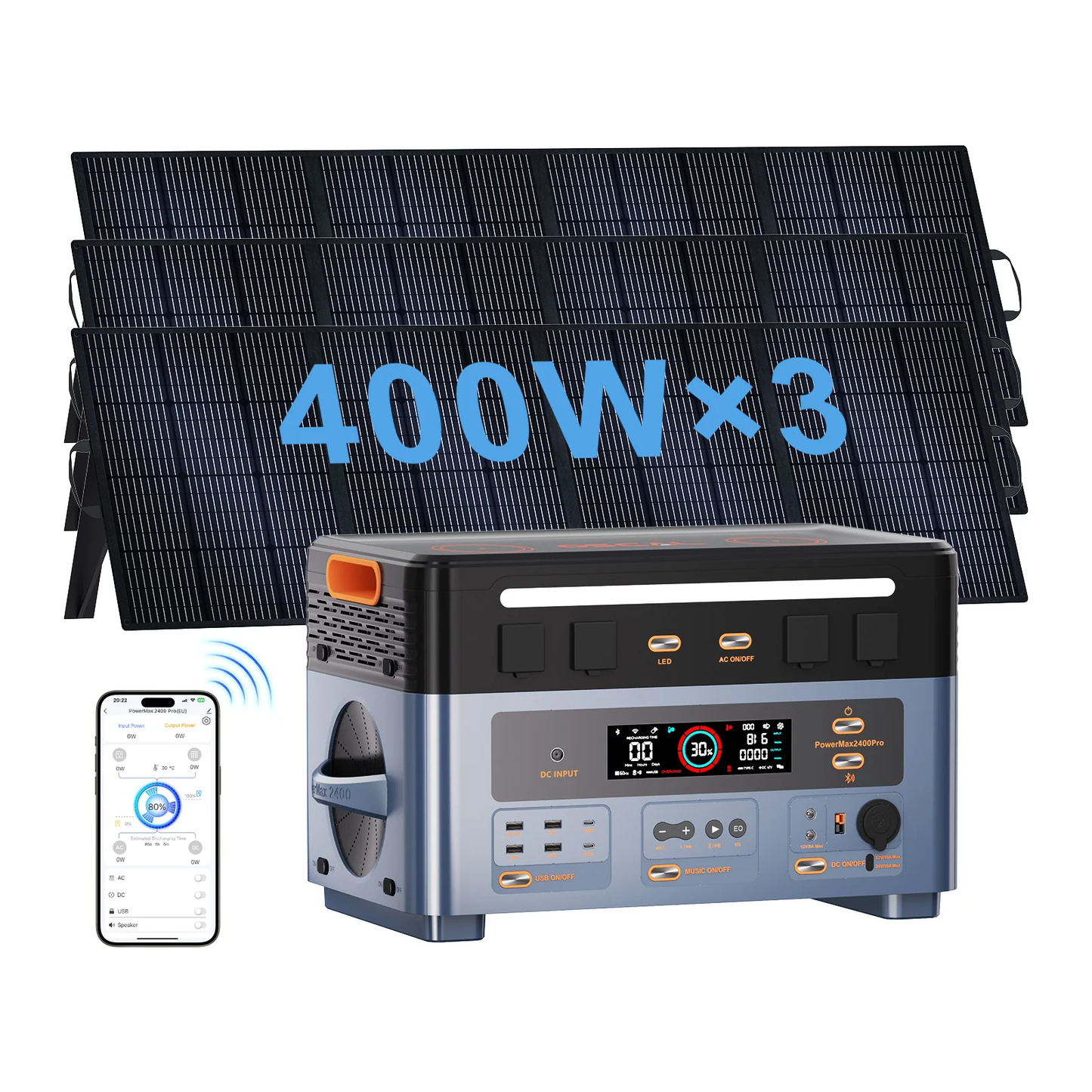OSCAL PowerMax 2400 Pro with 3×400W Solar Panel